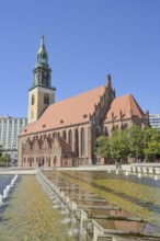 St Mary's Church, Karl-Liebknecht-Straße, Rathausstraße, water cascades at Alexanderplatz, Mitte,