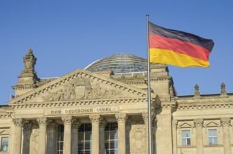 National flag, Black Red Gold, Reichstag building, Inscription, To the German people, Centre,