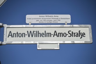 Street sign Anton-Wilhelm-Amo-Straße, Mitte, Berlin, Germany