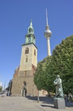 St Mary's Church, Karl-Liebknecht-Straße, TV tower at Alexanderplatz, Mitte, Berlin, Germany