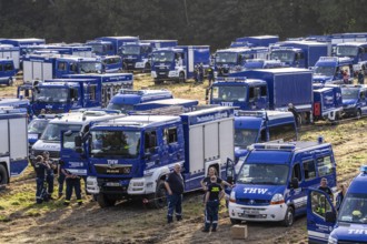 Vehicle set-up site for the large-scale exercise FÜLEX25, organised by the THW, the German Federal