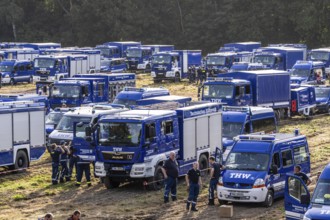 Vehicle set-up site for the large-scale exercise FÜLEX25, organised by the THW, the German Federal