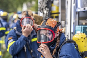Civil defence exercise scenario, after a drone attack on a residential area, emergency services