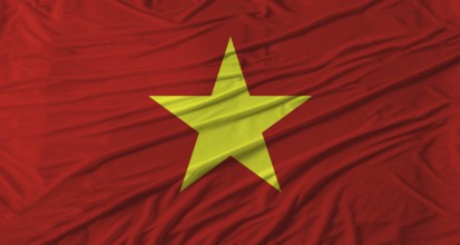 Vietnamese flag waving. Flag of Vietnam with cloth texture
