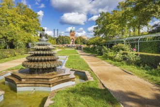 Indian fountain at the Engelbecken in Berlin, Germany