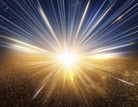 Dynamic beams of light radiating outward from a central luminous point, symbolizing energy,