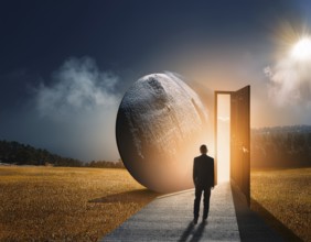 Concept Spirituality, Afterlife, Light Energy, Transcendence, Reality. Soul transcends through