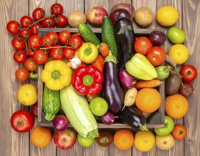 Fruit and vegetables concept image showcasing fresh colorful produce, symbolizing healthy eating,