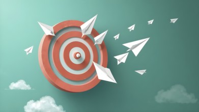 Arrow aiming at target art print, symbolizing focus, precision, and achievement in modern