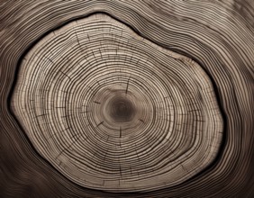 Detailed view of a tree cross-section highlighting its growth rings. Ideal for illustrating