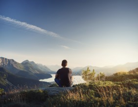 A solitary person, evoking feelings of solitude, introspection, and natural beauty, AI generated