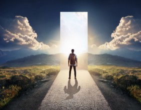 Concept Spirituality, Afterlife, Light Energy, Transcendence, Reality. Soul transcends through
