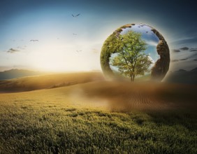 Concept of environmental ecology and sustainable energy or Earth day, AI generated