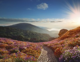 Poisitvie energy and improves her mental health from nature. inviting you to relax, AI generated