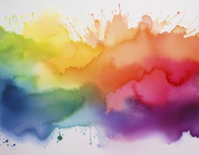Bright watercolor art showcasing vibrant hues blending with artistic paint splashes, perfect for