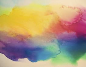 Bright watercolor art showcasing vibrant hues blending with artistic paint splashes, perfect for
