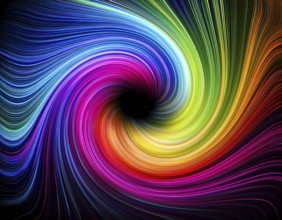 Abstract art depicting vibrant streaks of light forming a swirling vortex against a dark