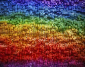 Colorful mosaic design showcasing an abstract gradient pattern with vibrant rainbow hues for visual