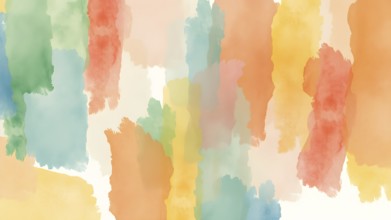 A vibrant display of abstract watercolor artwork featuring a spectrum of soft and bright hues,