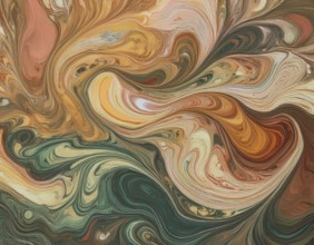 Abstract Marble Waves Acrylic Background. Abstract fluid art with swirling colors and bubbles,