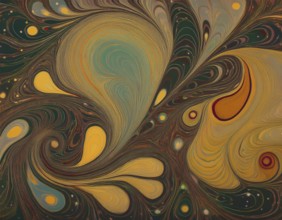 Abstract Marble Waves Acrylic Background. Abstract fluid art with swirling colors and bubbles,