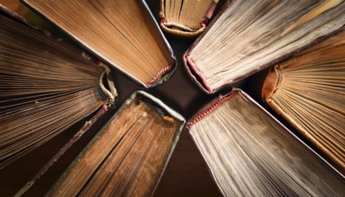 Old books arranged highlighting their historical significance. Neatly arranged representing a
