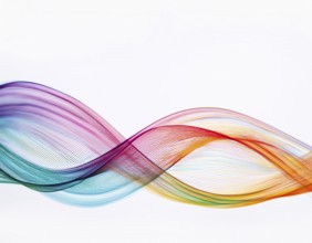 A dynamic graphic with colorful lines that swirl. Design element for technology, science, music or