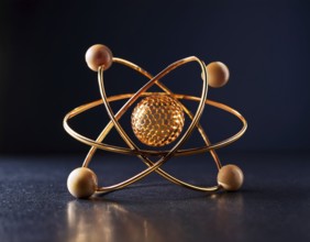 A vibrant illustration of an atomic structure with colorful spheres and connections, illuminated
