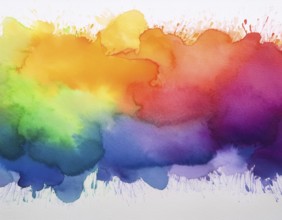 Bright watercolor art showcasing vibrant hues blending with artistic paint splashes, perfect for