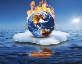 A powerful visual of Earth engulfed in flames, symbolizing environmental changes, climate crisis,