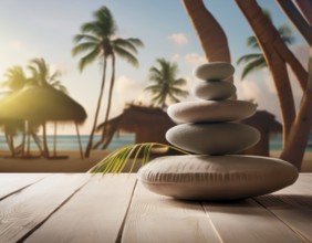Tranquil meditation landscape with harmoniously fostering inner peace and serenity, AI generated