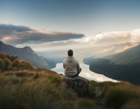 A solitary person, evoking feelings of solitude, introspection, and natural beauty, AI generated