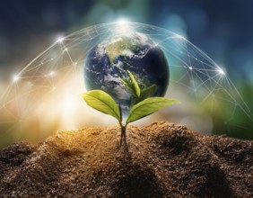 Concept of environmental ecology and sustainable energy or Earth day, AI generated