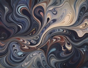 Abstract Marble Waves Acrylic Background. Abstract fluid art with swirling colors and bubbles,