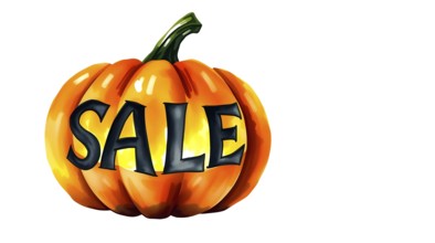 Orange pumpkin with 'SALE' text signifying an autumn promotion on Halloween season. AI generated