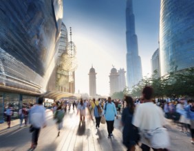 Travelers walk through an scanic architecture and culture of Muslim country, AI generated