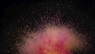 Color dust explosion poster bursting with vibrant energy, abstract powder splash, festival