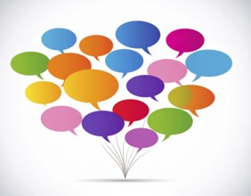 Speech bubble concept image symbolizing communication, dialogue, conversation, chat messages, and
