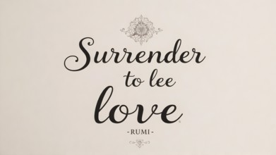 Surrender to love lettering positive quote, motivation and inspiration phrase, AI generated