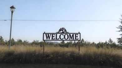 Minimalist bold welcome wording poster, versatile modern wall art design for stylish home entryway,