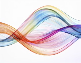 A dynamic graphic with colorful lines that swirl. Design element for technology, science, music or