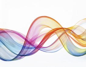 A dynamic graphic with colorful lines that swirl. Design element for technology, science, music or