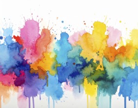 Watercolor splash art on white background, modern abstract poster for stylish décor, creativity,