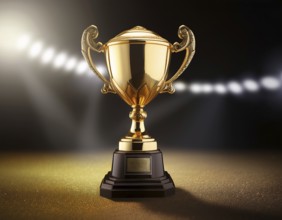 Concept of celebration and achievement. Goal achievement concept.. Winner champion trophy cup, AI