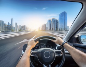 Car driving on mountain adventurous road trip journey through the scenic landscape, AI generated
