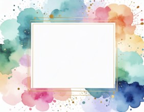 Watercolor splash with framed blank center, a modern art print for creativity, elegance, and