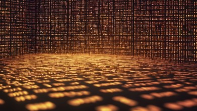 Digital matrix movie screen poster featuring green falling code and futuristic cyberpunk design for