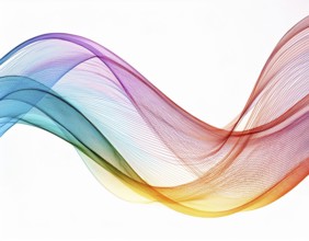 A dynamic graphic with colorful lines that swirl. Design element for technology, science, music or