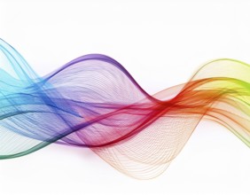 A dynamic graphic with colorful lines that swirl. Design element for technology, science, music or