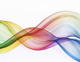 A dynamic graphic with colorful lines that swirl. Design element for technology, science, music or